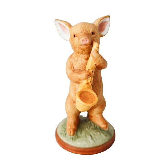 Vintage Enesco 1979 Musical Pig Figurines Set Of 4 Playing Instruments Ceramic - Picture 4 of 7